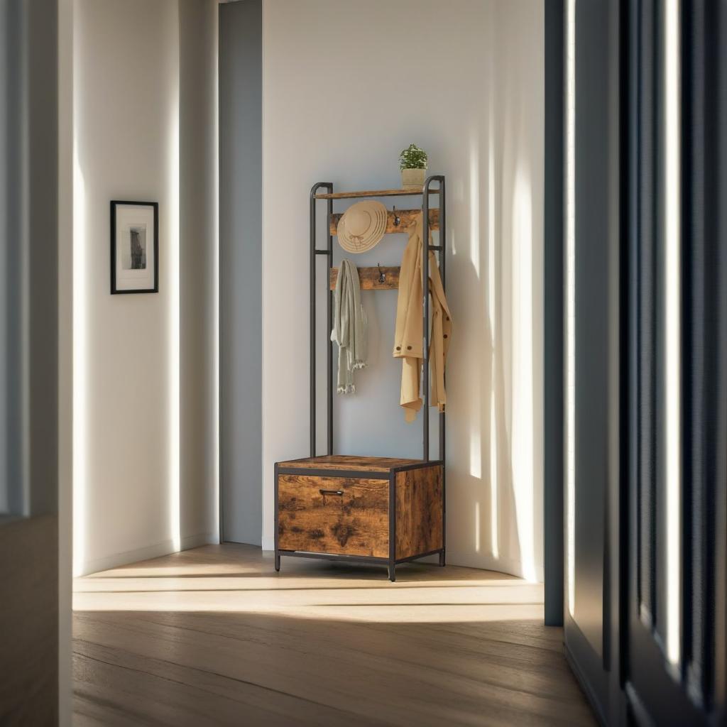 Industrial Coat Rack with Shoe Storage