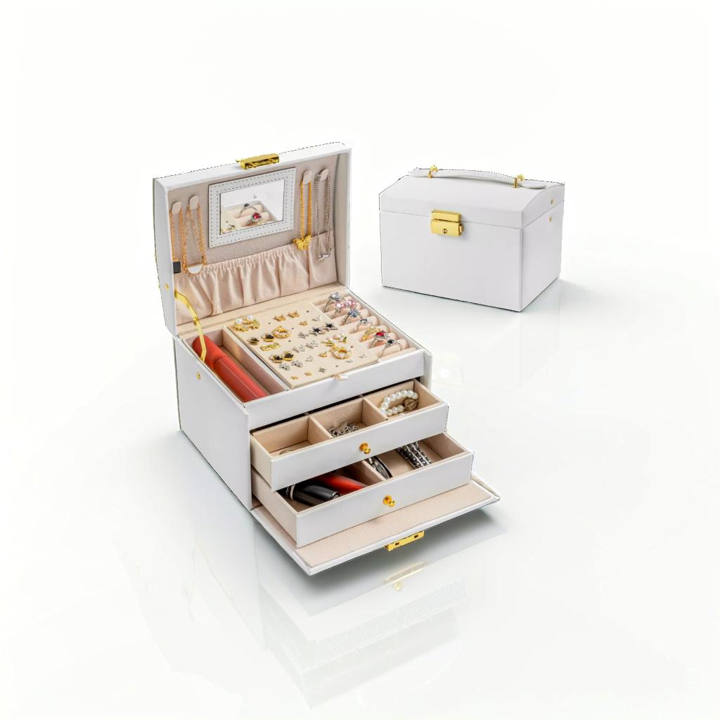 Large Jewelery Box Organizer Drawer Cabinet Necklace Storage Case