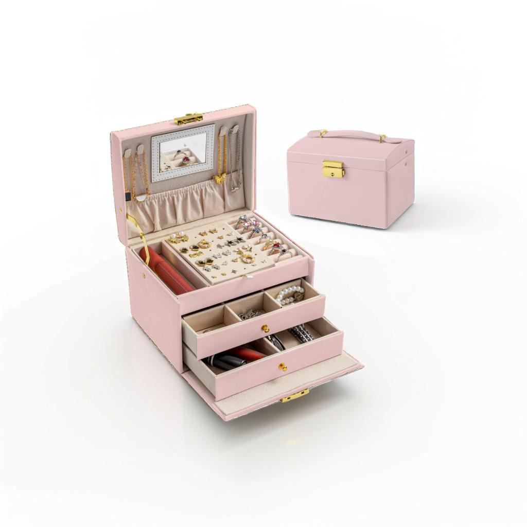 Large Jewelery Box Organizer Drawer Cabinet Necklace Storage Case