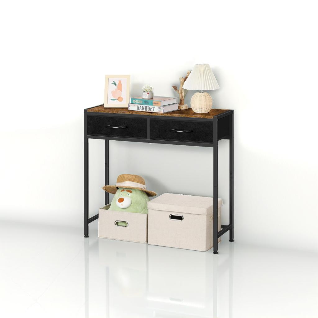 Slim Console Table with 2 Non-Woven Drawers