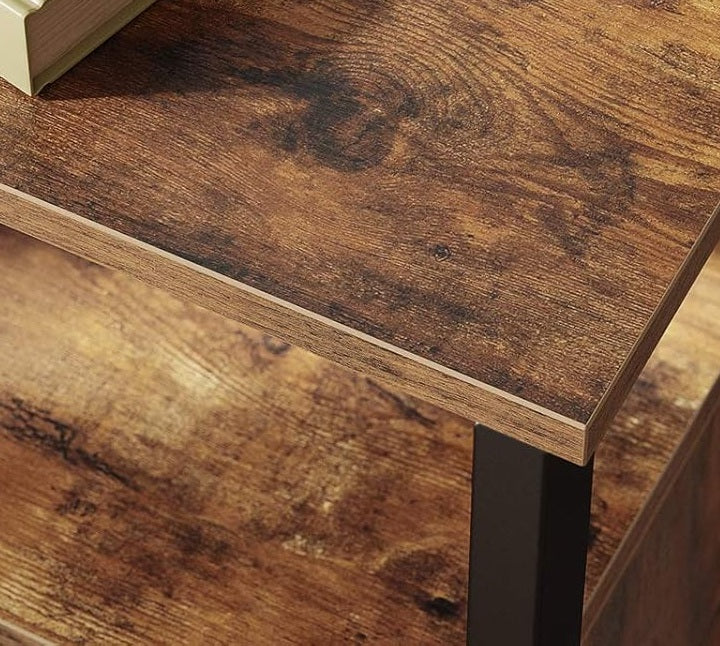 Industrial Storage Cabinet with Slat Door and Adjustable Shelves - Rustic Brown