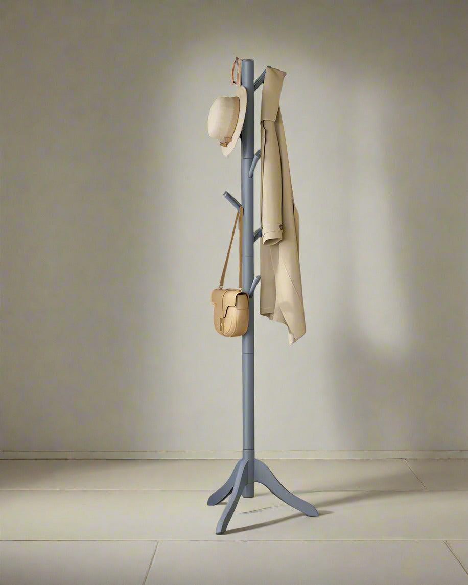 Wooden Coat Stand with 3 Height Options and 8 Hanging Hooks