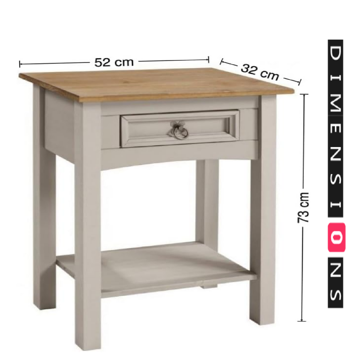 Grey Wax Solid Pine Furniture Rustic Mexican Style with Decorative Metal Fittings