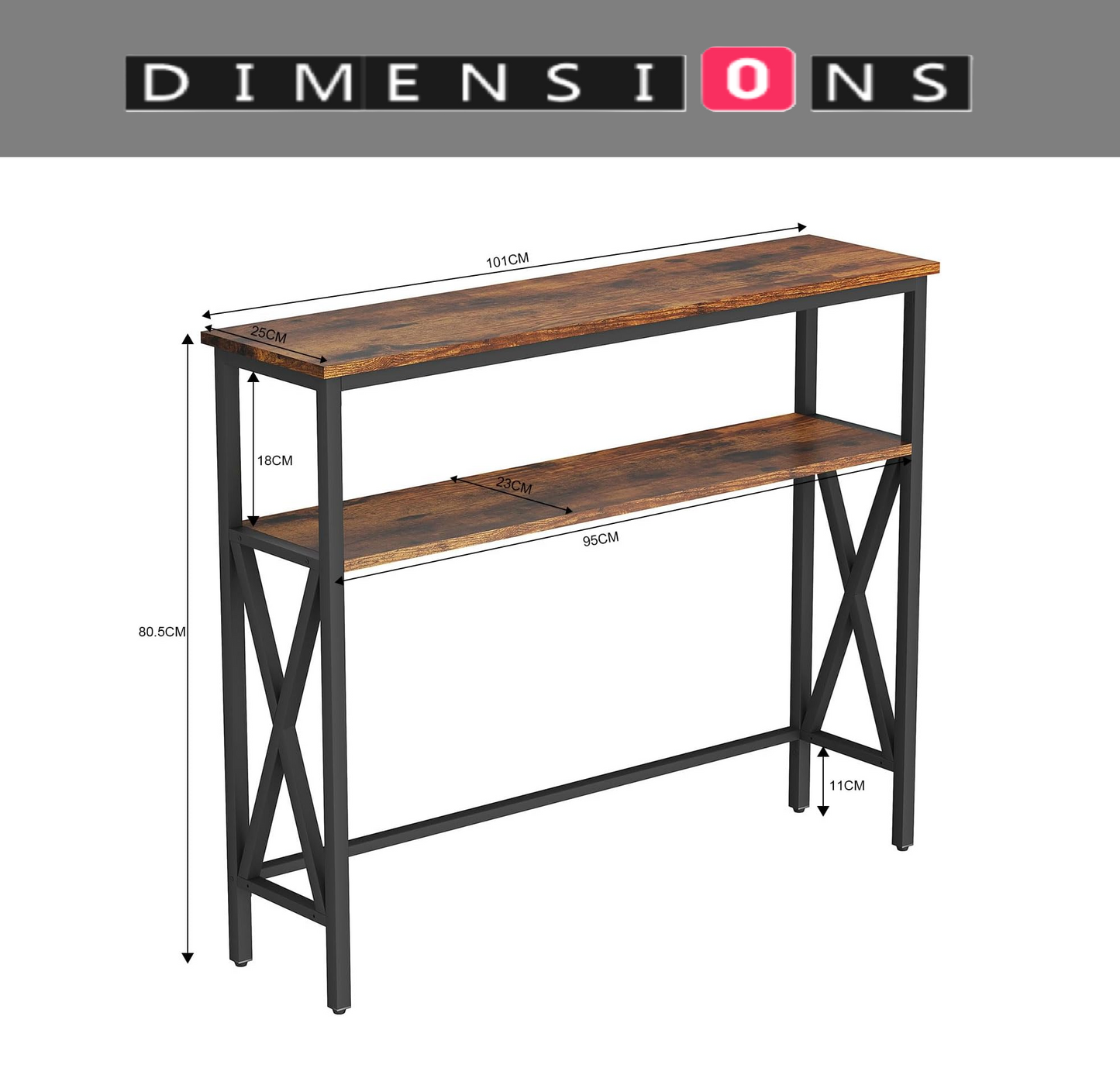Industrial Slim Console Table for Home and Garden