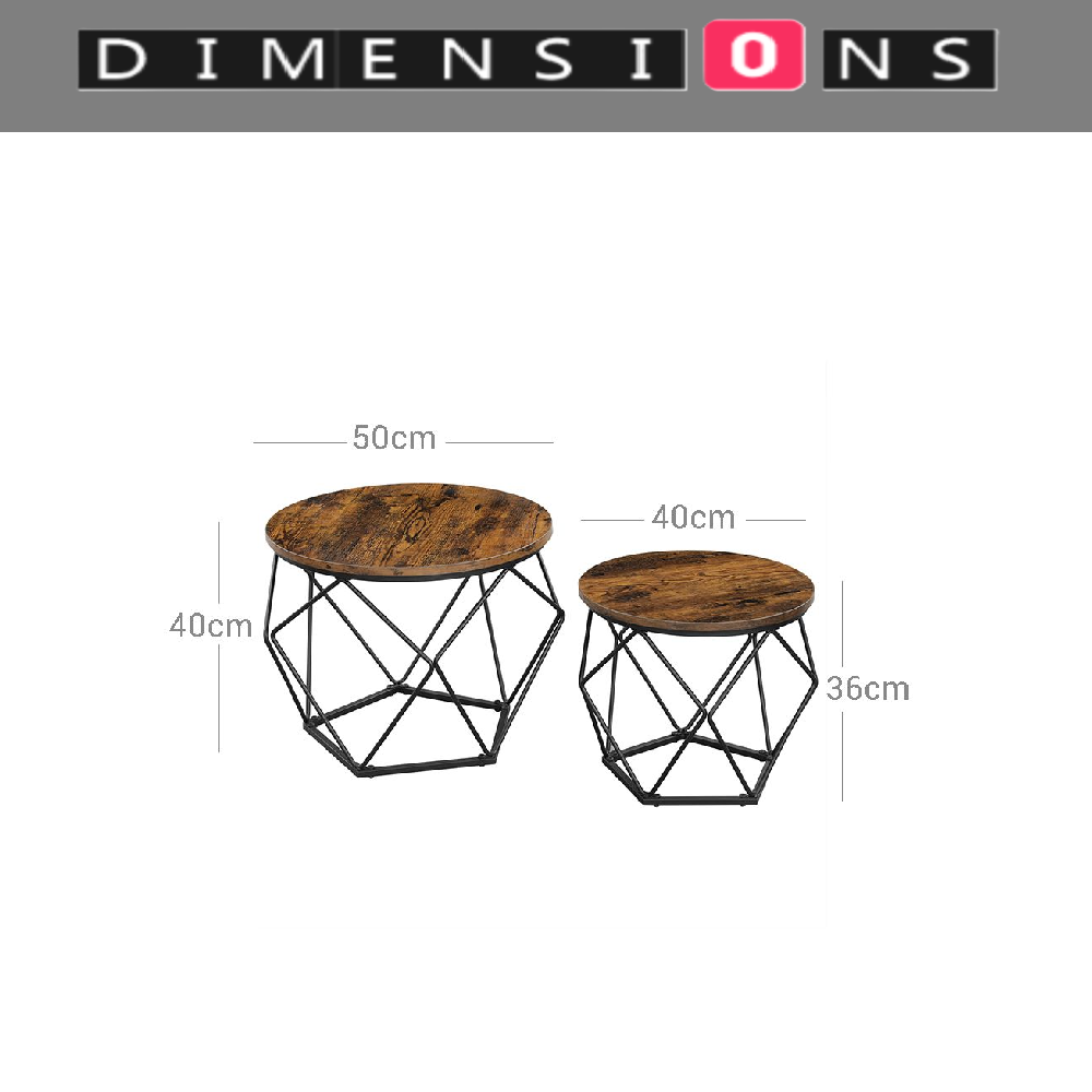 Set of 2 Industrial Coffee Tables - Geometric Design