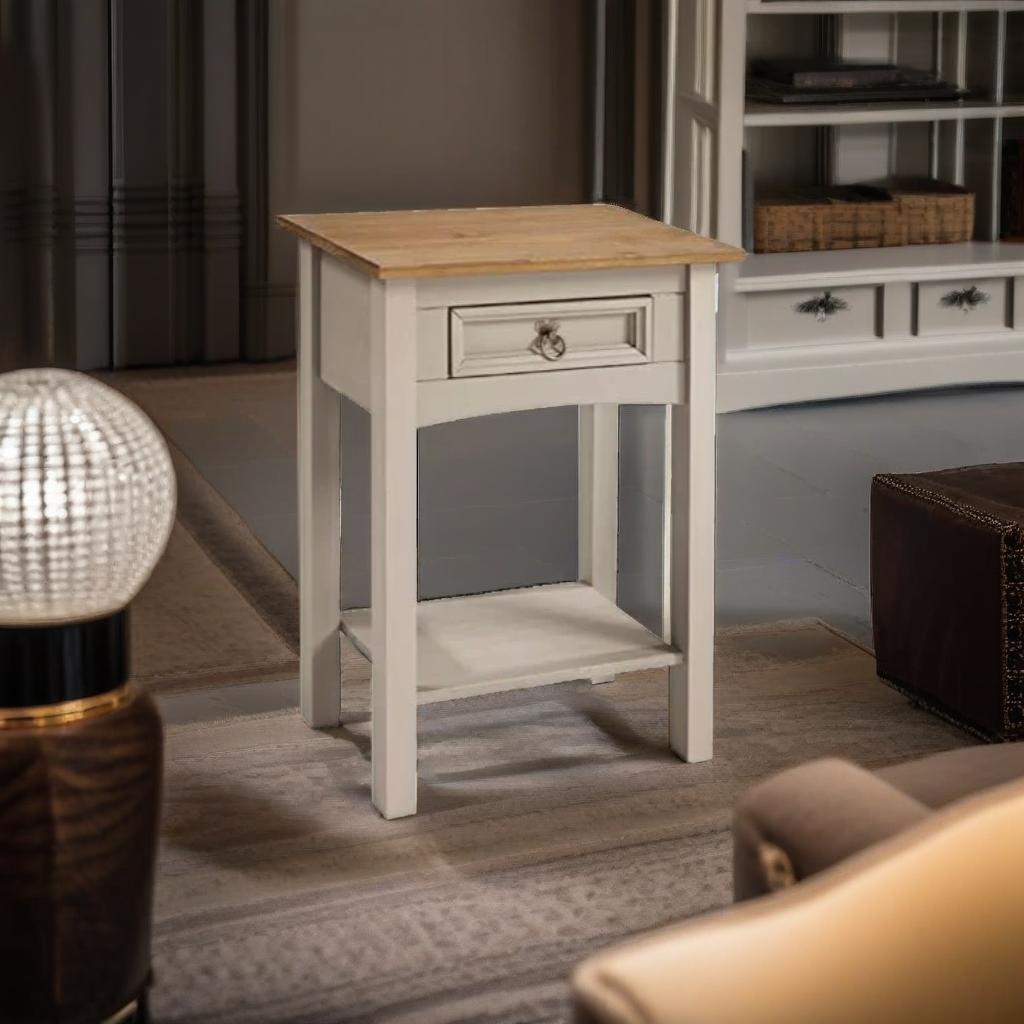 Grey Wax Solid Pine Furniture Rustic Mexican Style with Decorative Metal Fittings