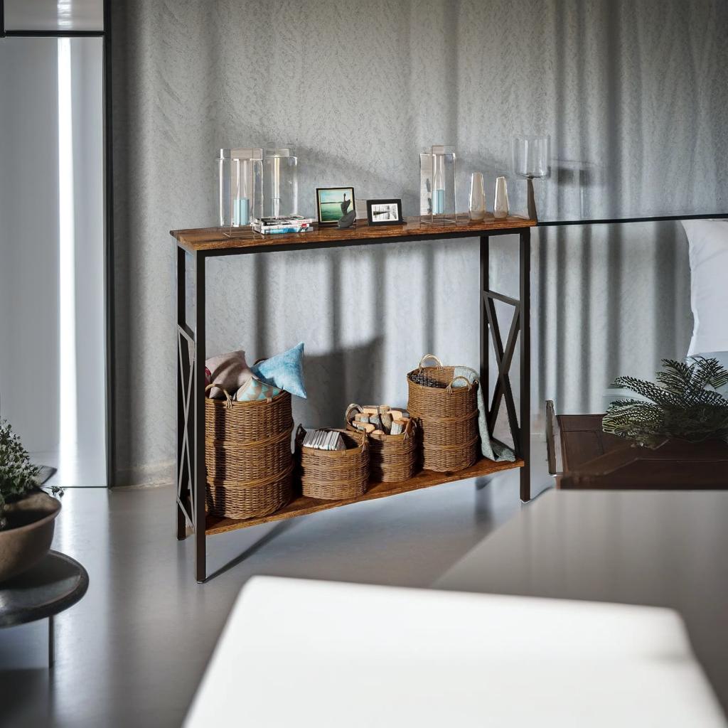 Industrial Slim Console Table for Home and Garden