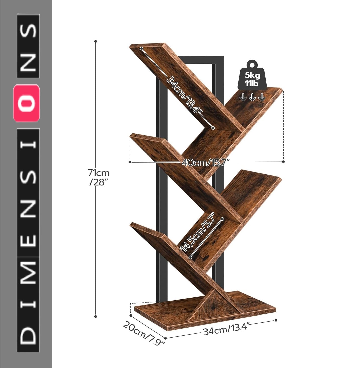 Floor Standing Tree Bookcase - Display Shelf for Books