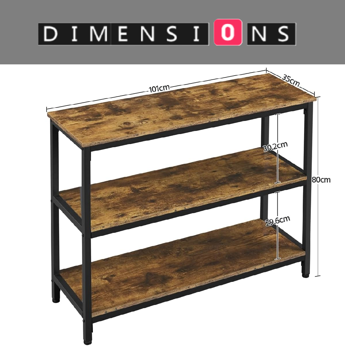 3 Tier Industrial Console Table