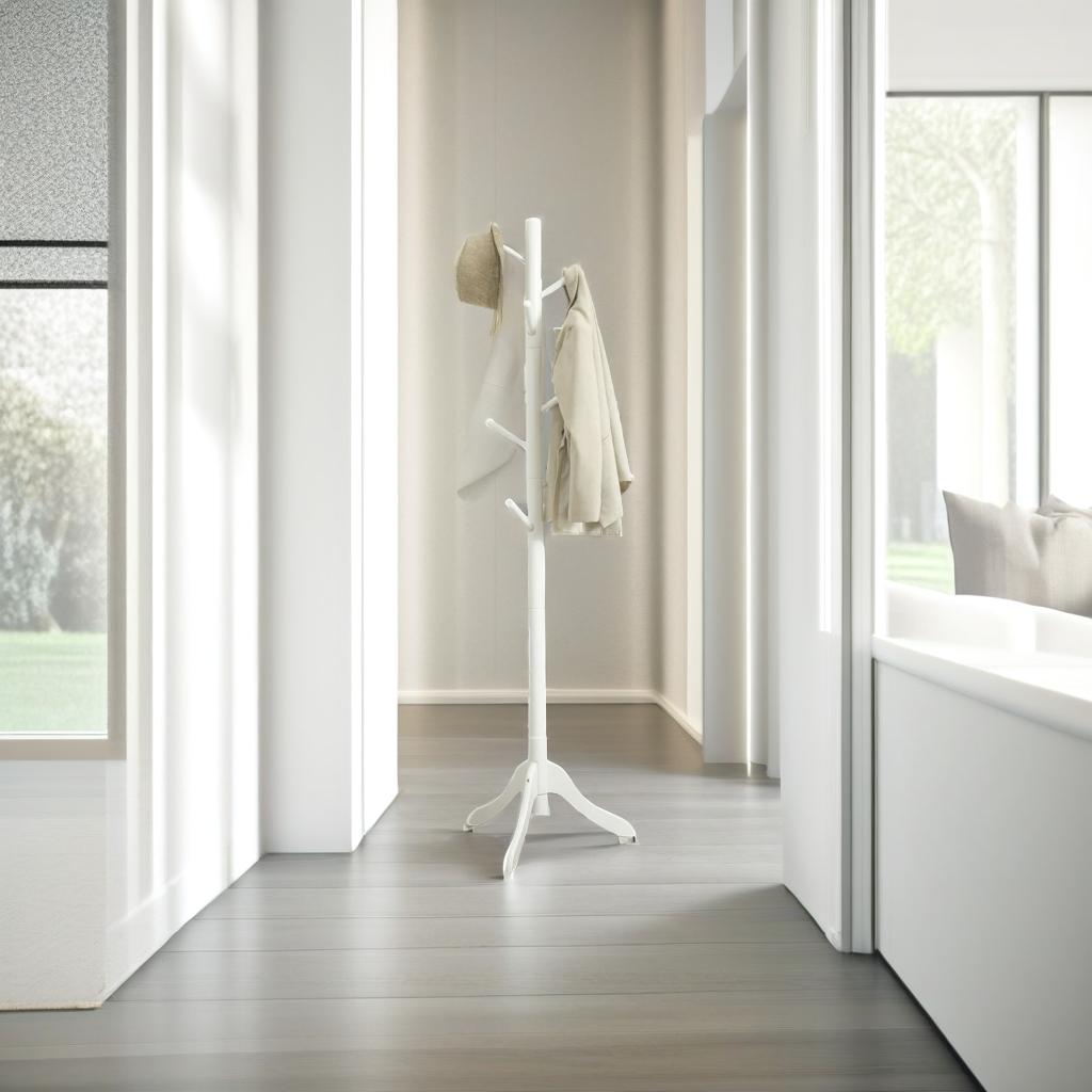 Freestanding Coat Rack with Adjustable Height and 8 Hooks