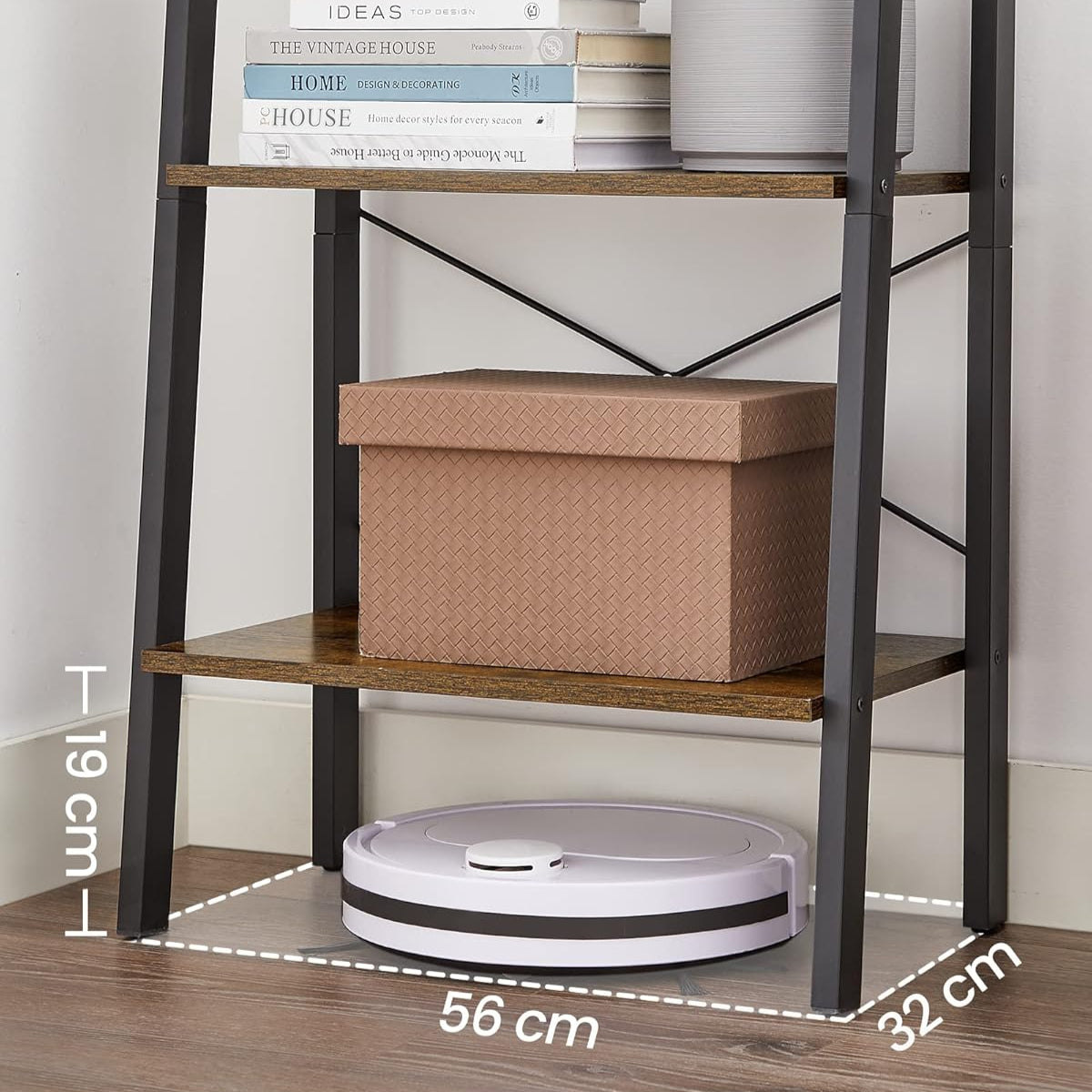 4-Tier Ladder Shelf - Rustic Bookshelf