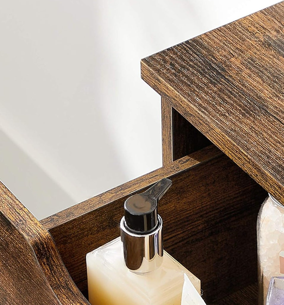 Rustic Bathroom Floor Cabinet with 3 Drawers & Adjustable Shelves – Wooden Storage Unit for Bathroom