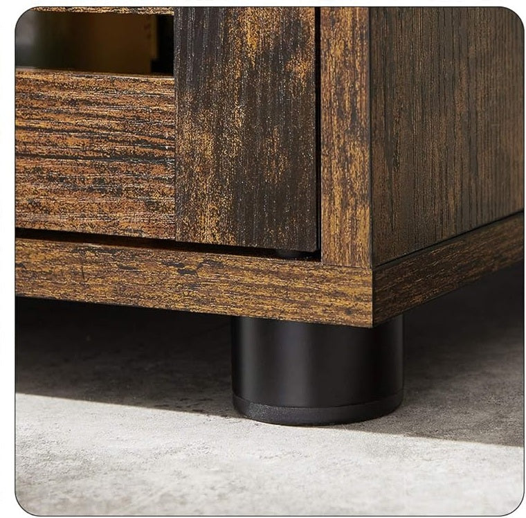 Rustic Bathroom Floor Cabinet with 3 Drawers & Adjustable Shelves – Wooden Storage Unit for Bathroom