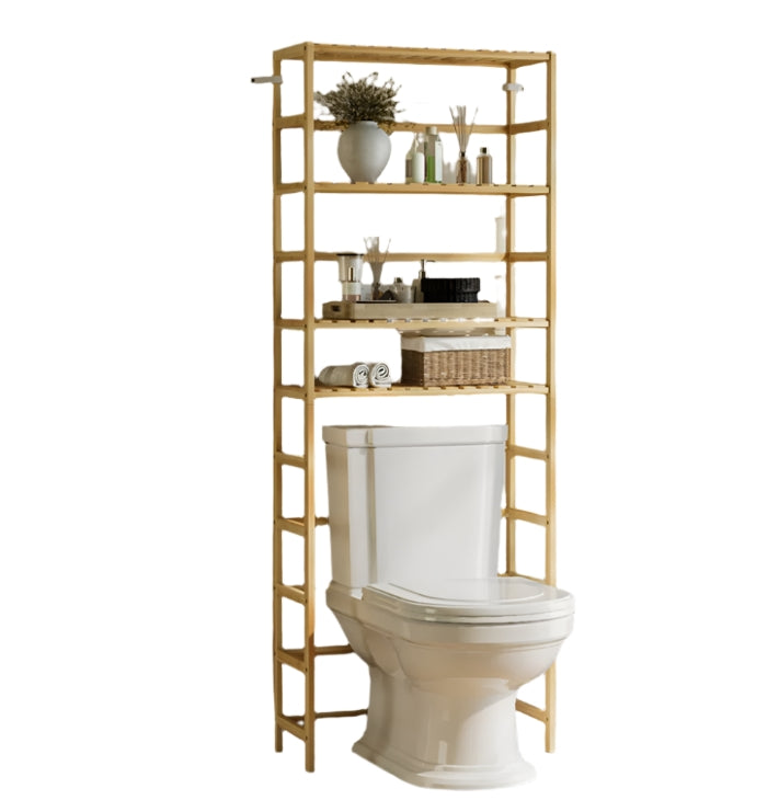 6-Tier Bamboo Bookshelf, Adjustable Free Standing Shelf Unit for Kitchen, Bathroom, or Living Room