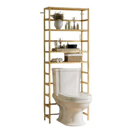 6-Tier Bamboo Bookshelf, Adjustable Free Standing Shelf Unit for Kitchen, Bathroom, or Living Room
