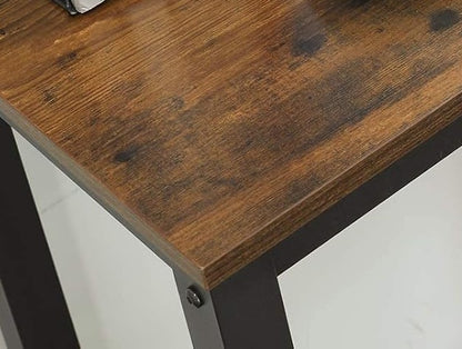 Bar Table Desk, Industrial Style, 120x40x100 cm, Vintage Brown and Black, Sturdy Metal Frame
