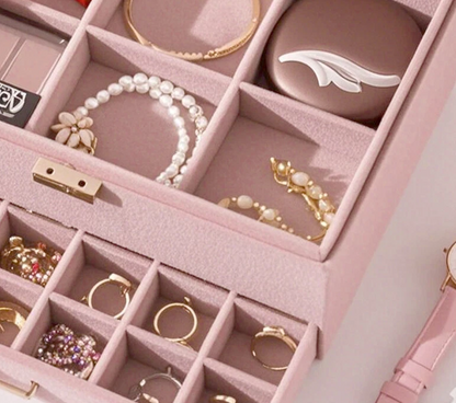 3 Layer Pink Jewellery Box and Organizer - Pink