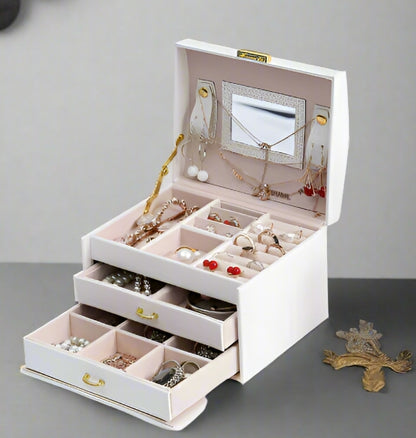 Large Jewelery Box Organizer Drawer Cabinet Necklace Storage Case