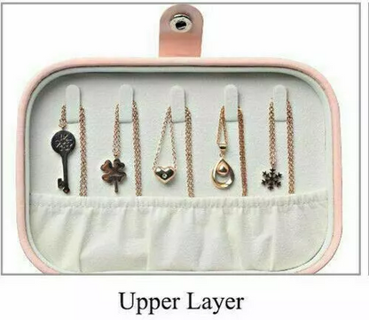 Portable Leather Jewelry Box Travel Case for Rings Necklaces Earrings Storage - BLUE