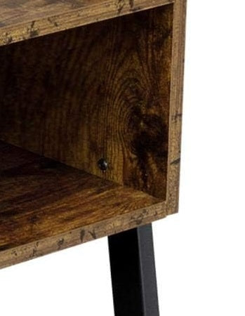 Industrial Rustic Bedside Table Stackable 2 Tier Side Table with Storage Shelf Brown