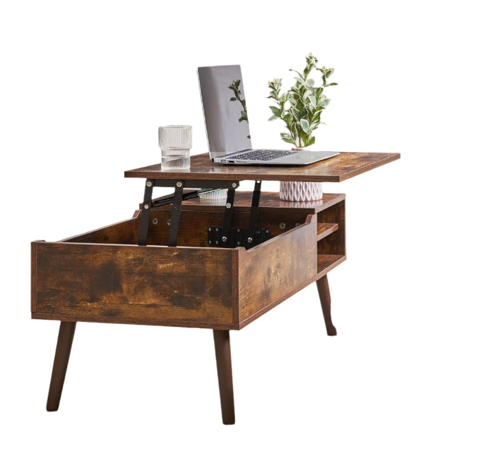 Lift-Top Coffee Table with Hidden Compartment and Adjustable Storage Shelf
