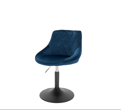 Set of 2 Blue Velvet Swivel Bar Stools – Adjustable Dining Chairs with Backrest for Kitchen