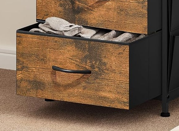 4-Drawer Fabric Storage Organizer with Metal Frame and Wooden Top