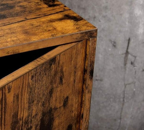 Rustic Brown TV Stand with 2 Doors & Adjustable Shelves – 140cm Unit for TVs up to 65” – Living Room Storage Cabinet