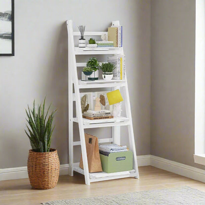 4-Tier Foldable Wooden Plant Stand – Ladder Shelf Display Rack for Indoor & Outdoor Plants