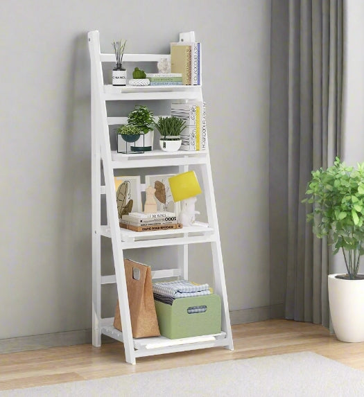 4-Tier Foldable Wooden Plant Stand – Ladder Shelf Display Rack for Indoor & Outdoor Plants