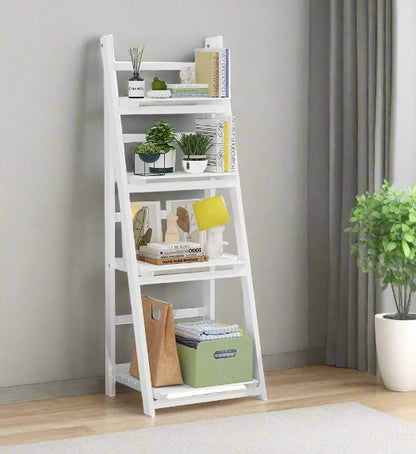 4-Tier Foldable Wooden Plant Stand – Ladder Shelf Display Rack for Indoor & Outdoor Plants