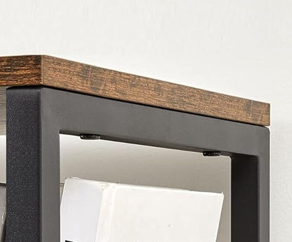 6-Tier Industrial Bookshelf with Steel Frame – Rustic Brown & Ink Black Tall Storage Shelf, 120 cm Wide