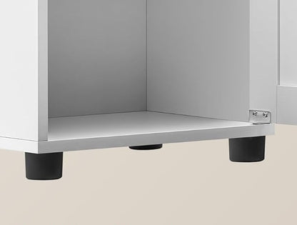 Free-Standing Tall Bathroom Cabinet with Drawer, Glass Door & Open Shelf - Cloud White