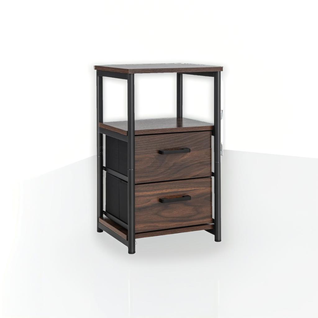 2 drawers brown bedside table