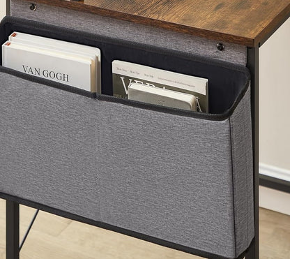 Industrial Style Computer Desk with Monitor Riser, Fabric Pouch, Adjustable Legs, 55 x 80 x 90.5 cm