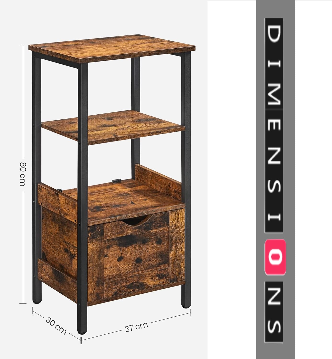 Slim Bathroom Floor Cabinet with 2 Drawers and Open Shelf for Bathroom, Bedroom, or Living Room