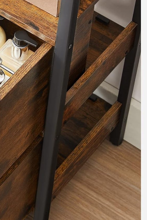 Slim Bathroom Floor Cabinet with 2 Drawers and Open Shelf for Bathroom, Bedroom, or Living Room