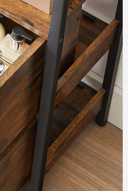 Slim Bathroom Floor Cabinet with 2 Drawers and Open Shelf for Bathroom, Bedroom, or Living Room