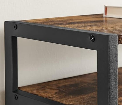 Slim Rustic Brown & Black Shoe Cabinet with 3 Fold-Out Doors - Industrial Style