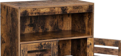 4-Tier Rustic Bathroom Cabinet with Louver Doors – Adjustable Shelf, 60 x 30 x 80 cm