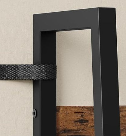 Industrial 4-Tier Ladder Shelf, Rustic Brown & Black Bookcase for Living Room or Office