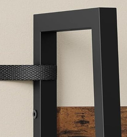 Industrial 4-Tier Ladder Shelf, Rustic Brown & Black Bookcase for Living Room or Office