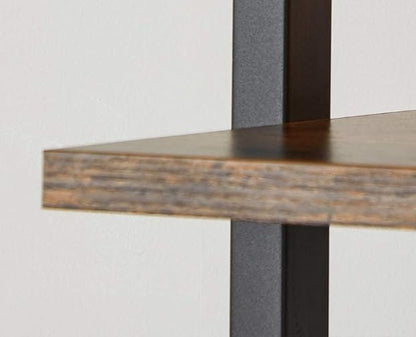 6-Tier Industrial Ladder Shelf, Rustic Brown & Black Tall Bookshelf for Home or Office