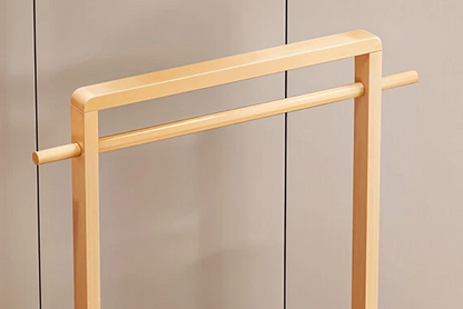 Rolling Bamboo Clothes Rail with Shelf – Heavy Duty Wooden Garment Hanging Stand with Wheels
