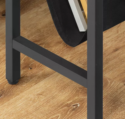 Rustic Brown Narrow Side Table – Small Bedside End Table with Metal Frame for Bedroom or Living Room