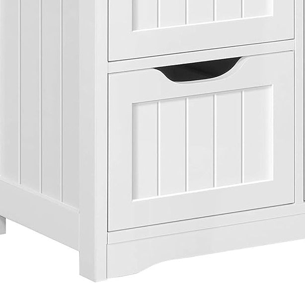 Bathroom Floor Cabinet Wooden Freestanding Storage with 4 Drawers & 1 Door Adjustable Shelf – White