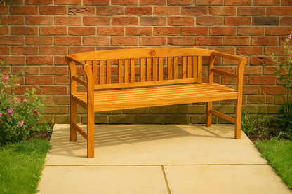 3 Seater Wooden Garden Bench with Armrest - 158cm