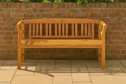 3 Seater Wooden Garden Bench with Armrest - 158cm