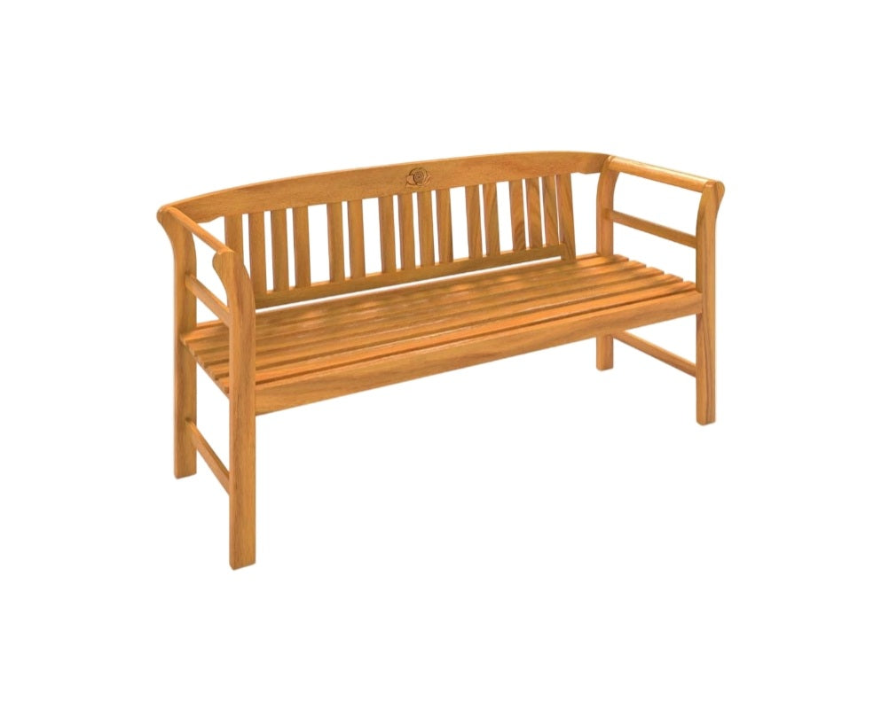 3 Seater Wooden Garden Bench with Armrest - 158cm