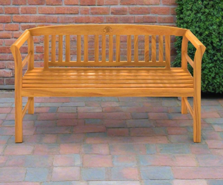 3 Seater Wooden Garden Bench with Armrest - 158cm